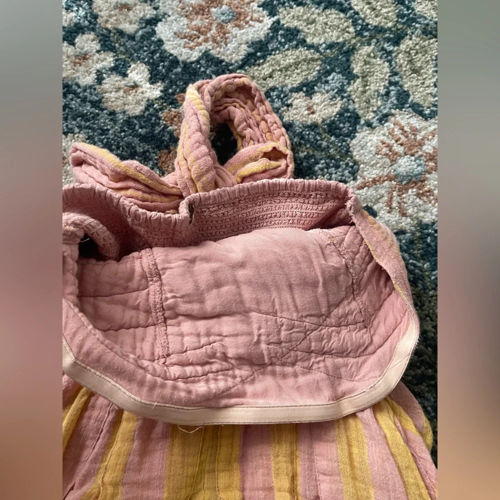 Free People Strapless Maxi Dress in Pink and Yellow Stripe